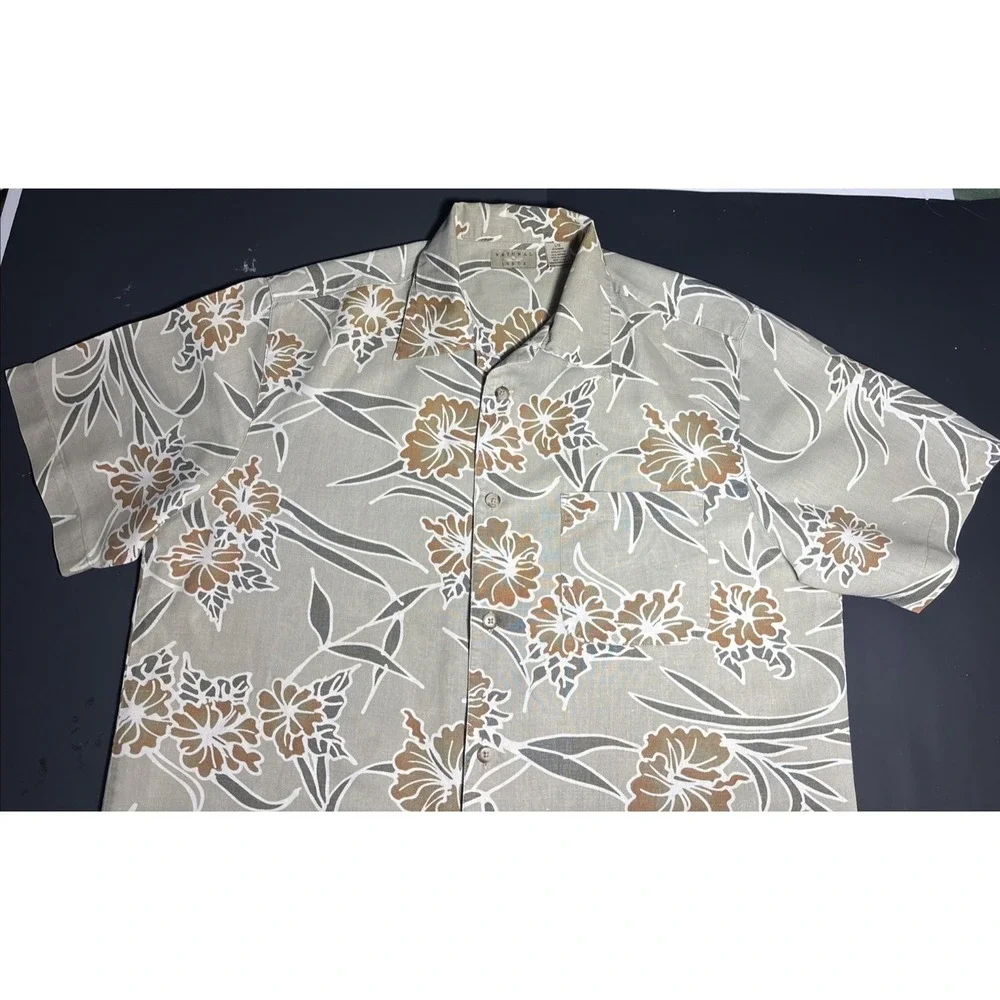 Natural Issue Men's 100% Cotton Shirt Size L Resort Wear Button Down  Tropical